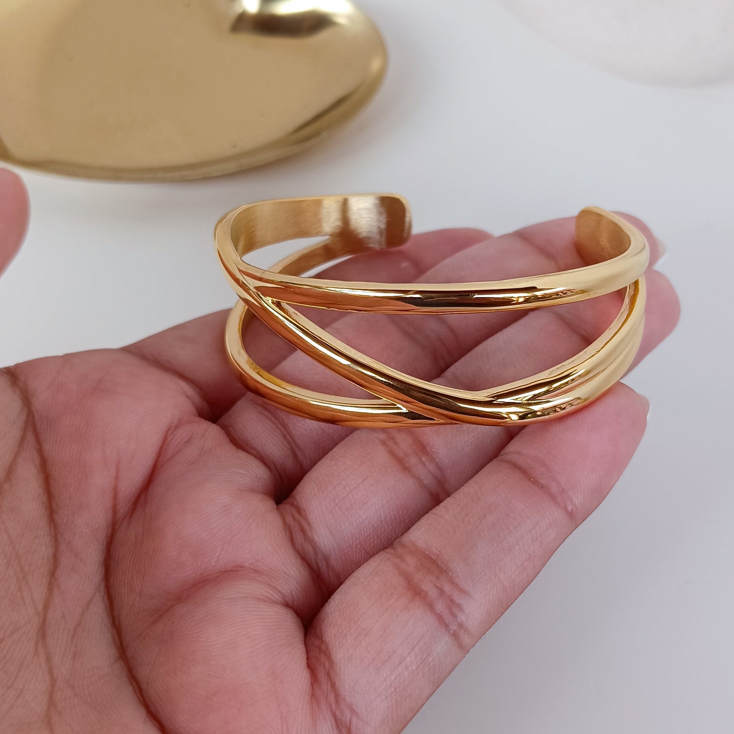 Minimalist Wide Hollow Cuff Bracelet