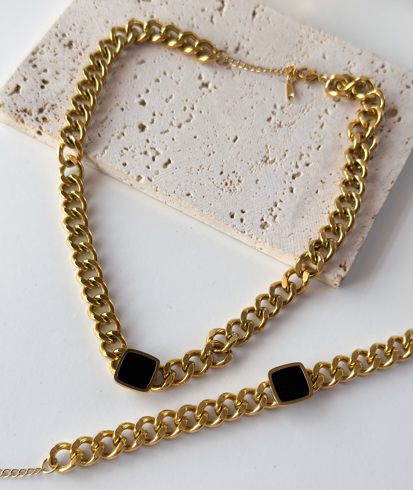 Glam Necklace with Black Square