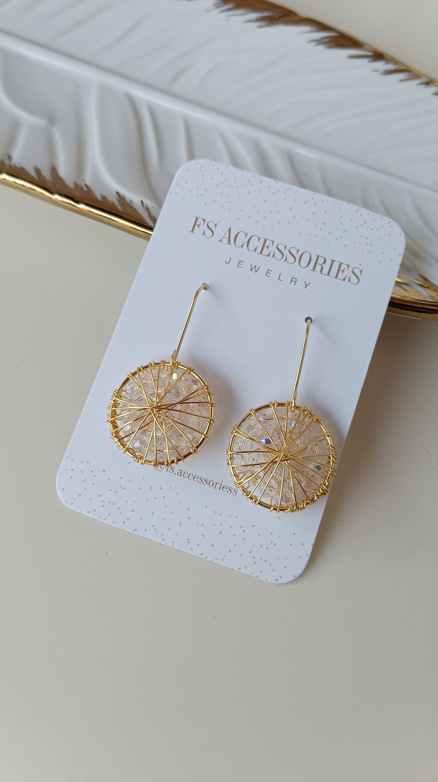 Mini Round Crystal Earrings with Hook