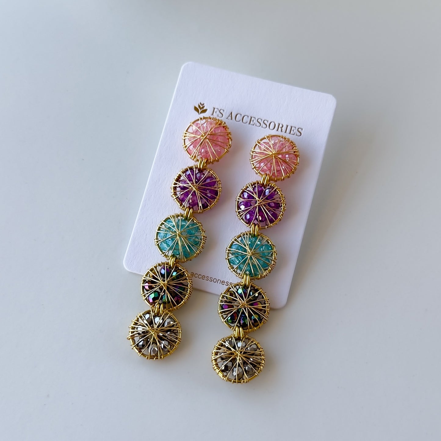 Pink Mixed Long Earrings