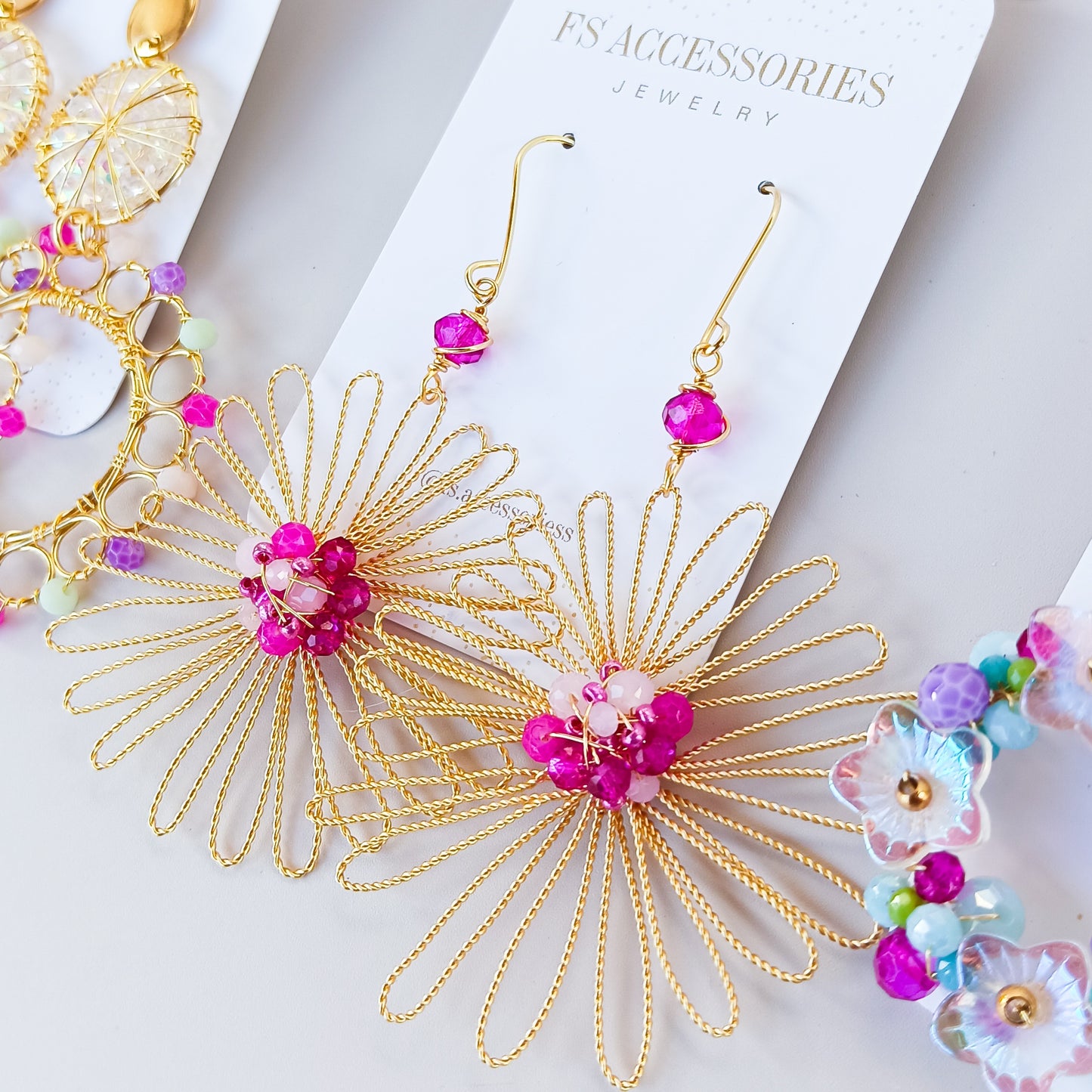 Pink Mermaid Flower Earrings