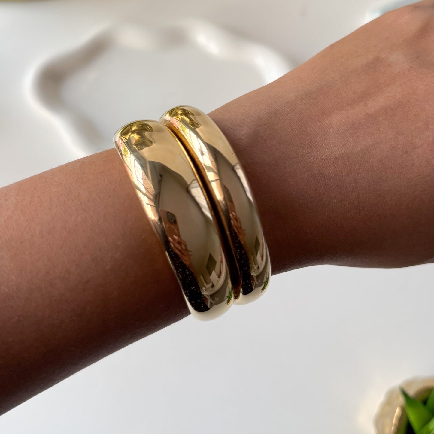 Gold Solid Open Bangle