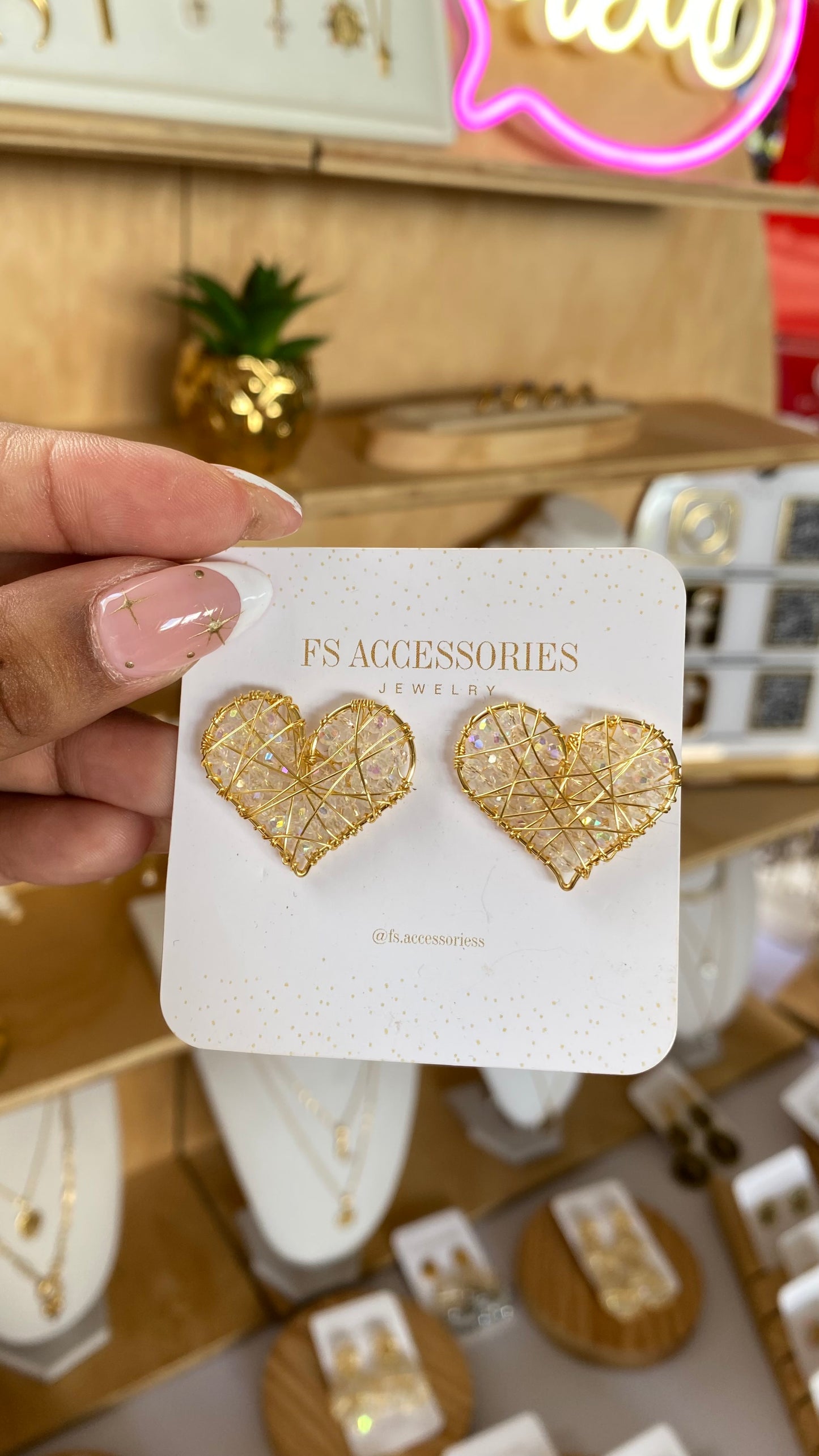 Crystal Heart Studs Assorted