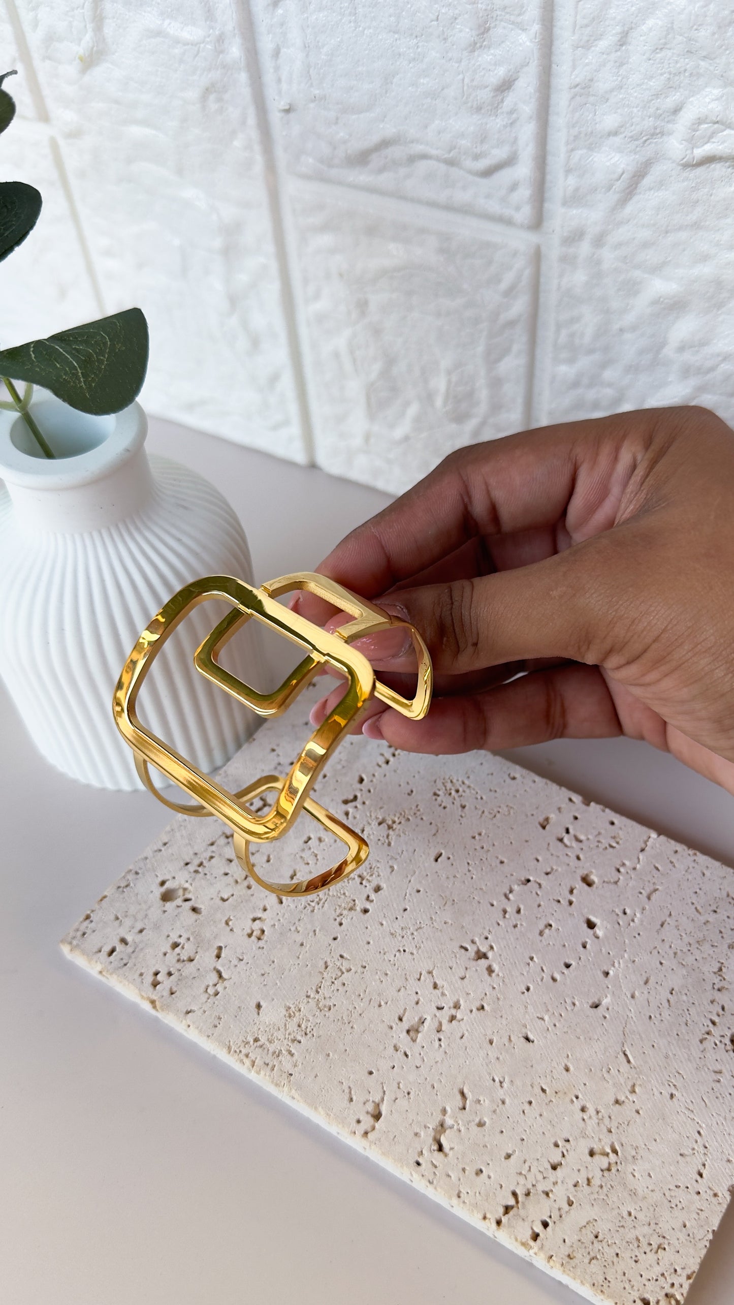 Gold Asymmetric Cuff Statement Bracelet