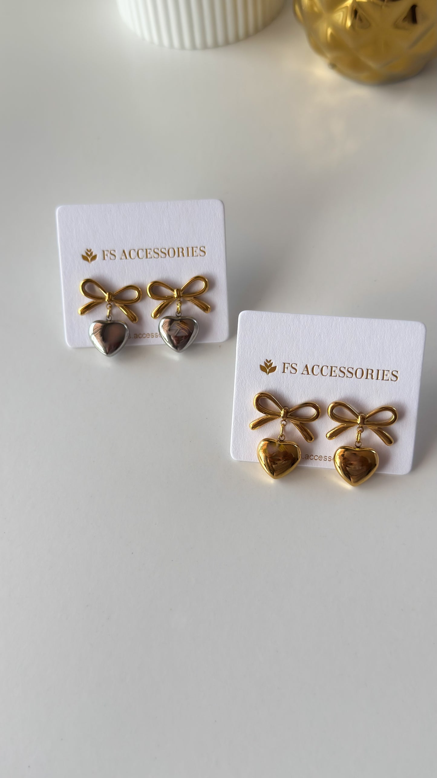 Bowknot with Heart Stud Earrings