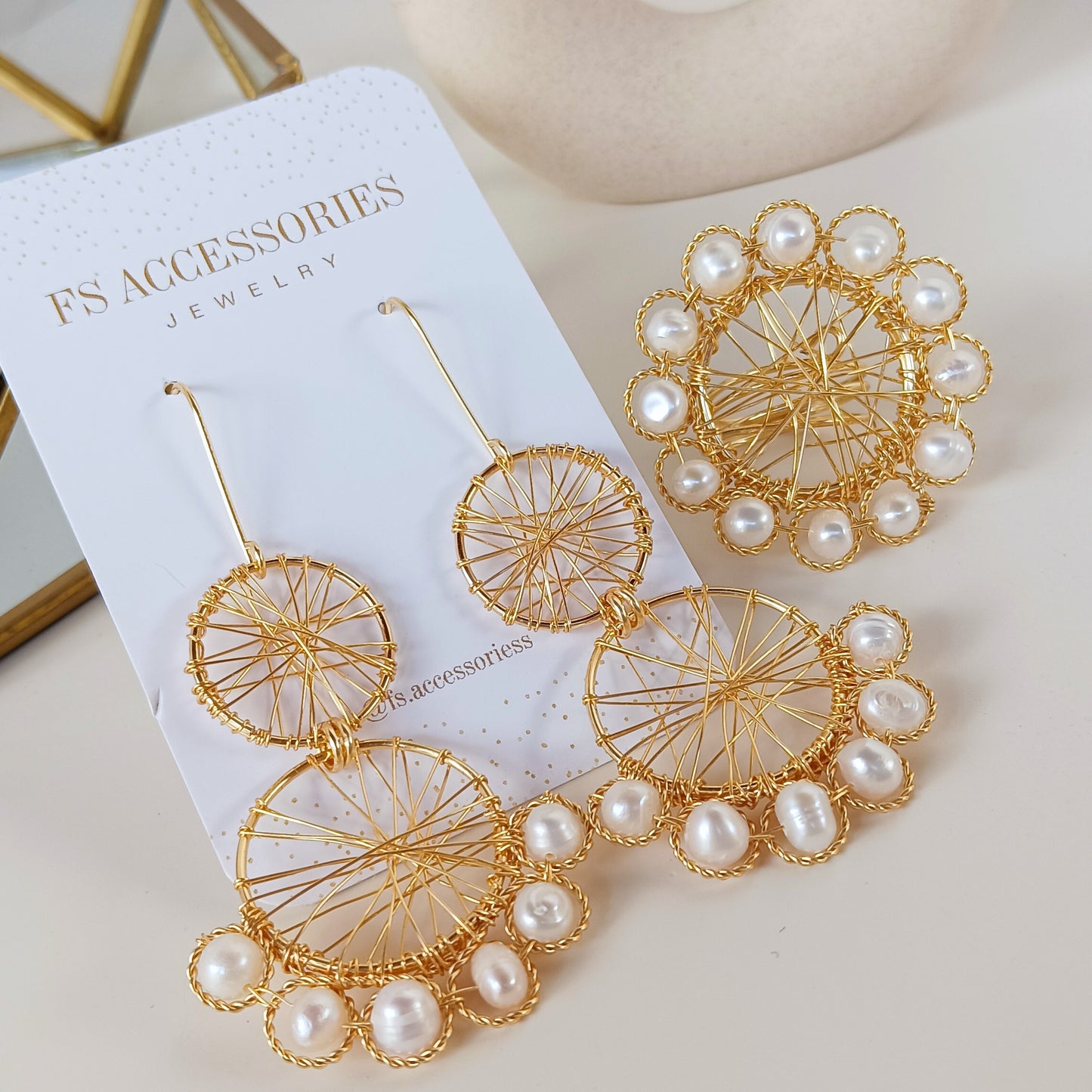 Freshwater Pearl Earrings and Ring