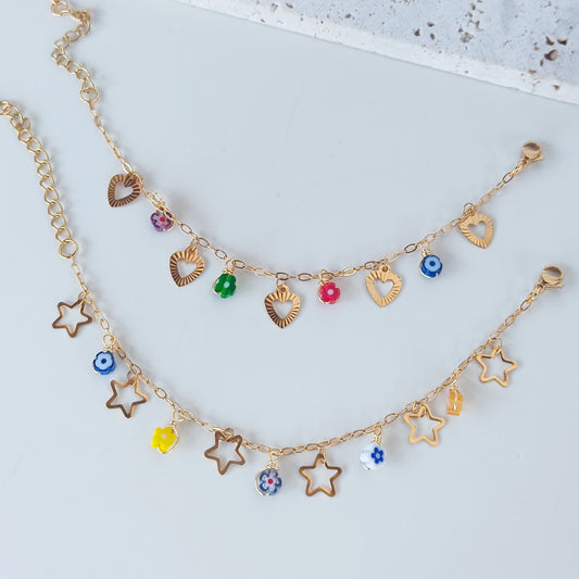 Charm Bracelet with Millefiori beads