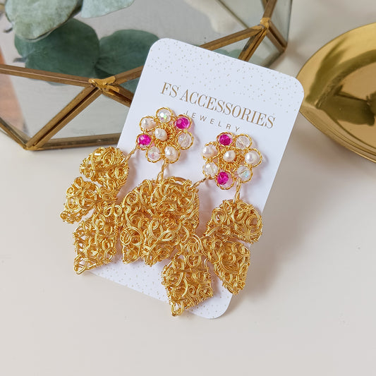 Medium Gold Monstera Earrings