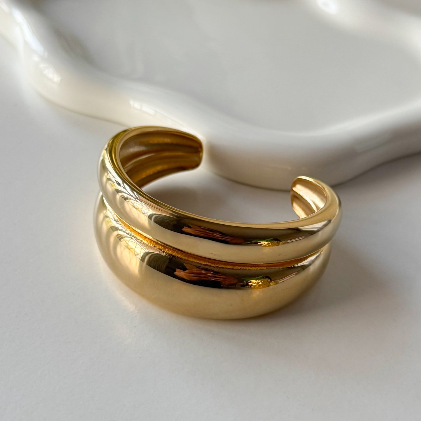 Gold Solid Open Bangle