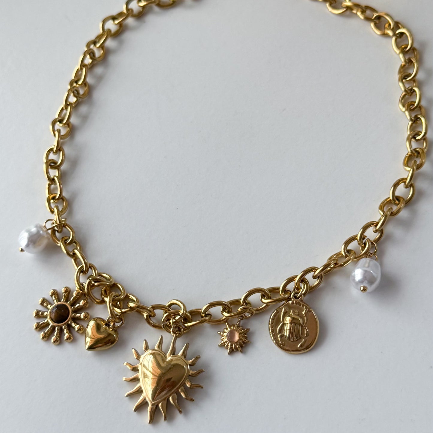 Heart & Sun Charm Necklace