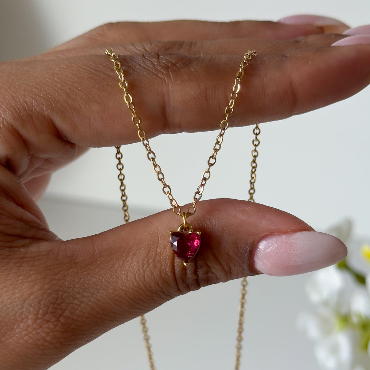CZ Red Mini Heart Chain