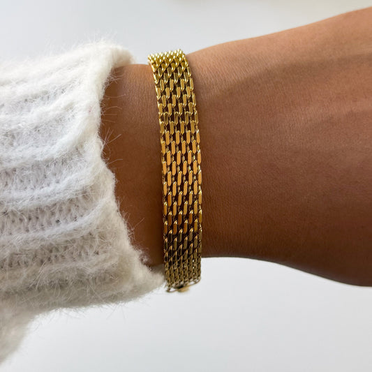 Wide Woven Mesh Chain Bracelet