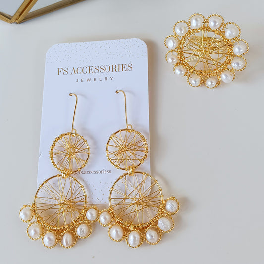 Freshwater Pearl Earrings and Ring